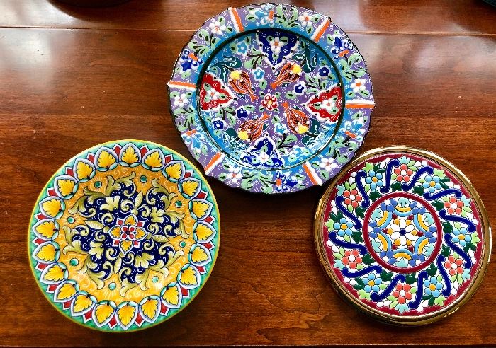 Hand painted plates, Italy, Spain and Turkey