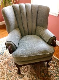 Vintage down upholstered Channel Back arm chair