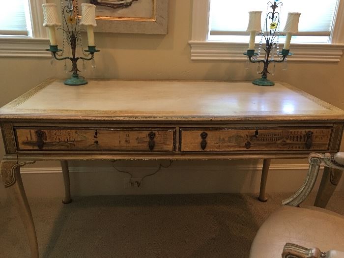 Beautiful French style desk with hand painted drawers