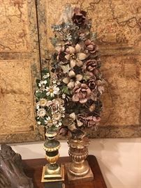 Two pairs of Antique Tole Centerpieces