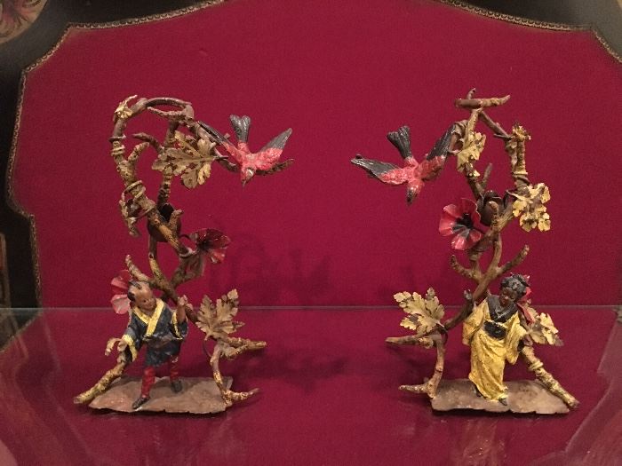 Absolutely stunning pair of antique Chinoiserie figural sculptures!