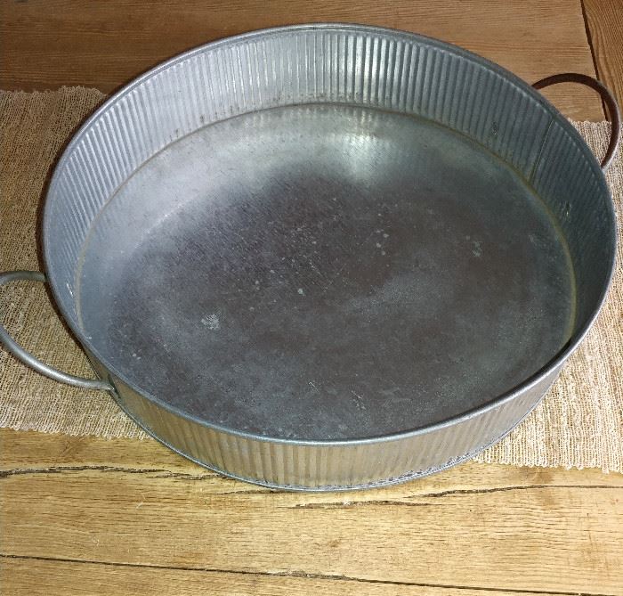 Galvanized Serving Tray with Handles