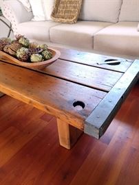 Wood Coffee Table with Metal Accents