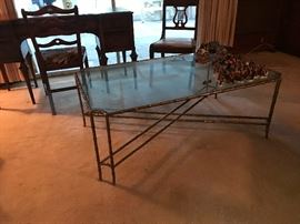 Faux bamboo bronze coffee table