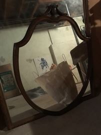 Mahogany shield mirror