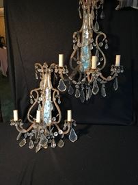 Beautiful beaded crystal sconces