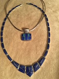Sterling and lapis (below); sterling, lapis and turquoise above.