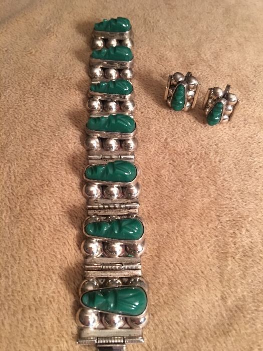 1960’s sterling and green onyx (Mexico)