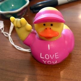 Rubber duck saying  “I Love You” in American Sign Language