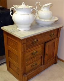 Marble Top Side Table - Semi Vitreous Porcelain Wash Basin