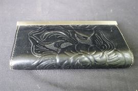 Patricia Nash black leather tooled Cassini wallet 