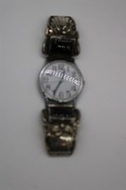 J. Begay Navaho sterling watch bands - onyx stones