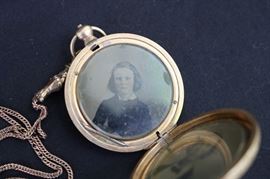 Bid on me now This item will be available for preview during the sale https://www.estatesales.net/NC/Charlotte/28211/marketplace/14476   -- POCKET LOCKET WITH 4 DAGUERREOTYPE PHOTOS