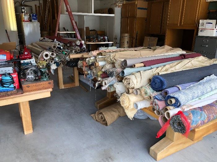 about 200 bolts (over 500 yards) of vintage upholstery fabric all for $350 or all upholstery fabric and commercial sewing machine for $650