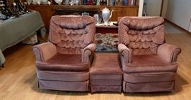 Corduroy swivel rocking chairs