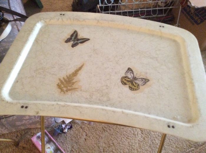 ONE OF 4 MATCHING MID CENTURY REAL BUTTERFLY TRAYS