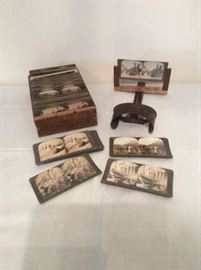 Antique Stereoscope viewer with large amount of slides
