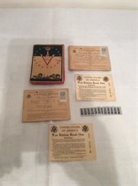WW-II War ration books with stamps and cards