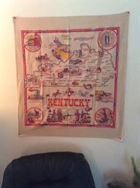 Vintage cloth map of Kentucky