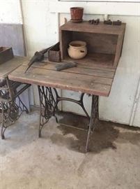 Antique cast iron sewing machine stand