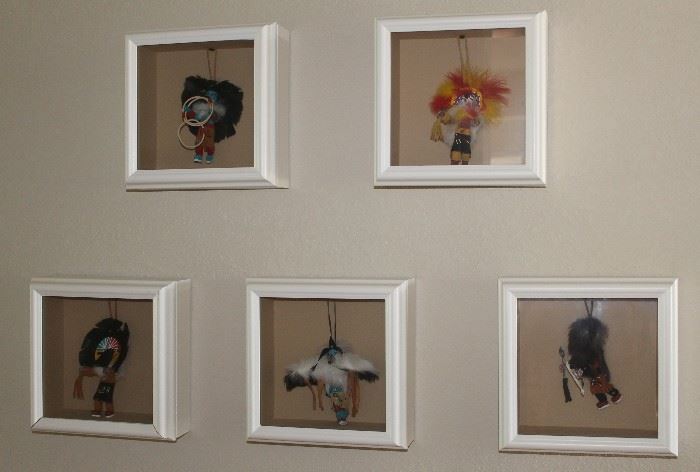 Kachina Dolls in shadow boxes