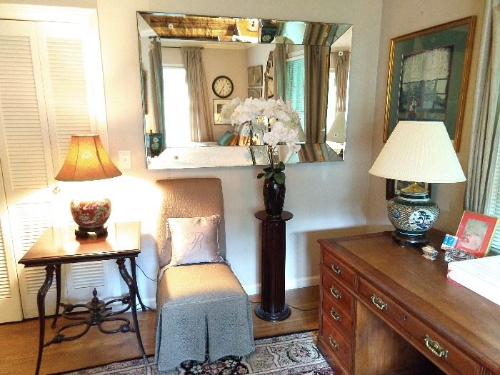 This house is FULL of mirrors, this one is mirrored all around and eats up an entire wall. You can have your own circus freak show - come buy them all. Perhaps you can try to recreate the Hall of Mirrors, like Versailles?