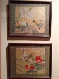 Sweet pair of nicely framed, artist signed Chinese original art.