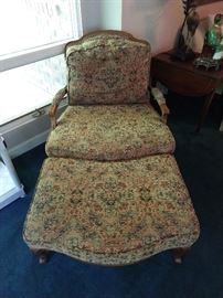 Frenchy bergere-ish chair, with matching ottoman.