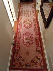 Hand woven 100% wool Chinese runner, measuring 2' 6" x 13'.