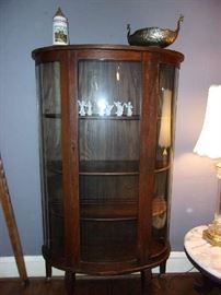 Oak Curved Glass Display Cabinet