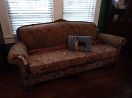 1930's Sofa, Carved Mahogany Frame, needs reupholster