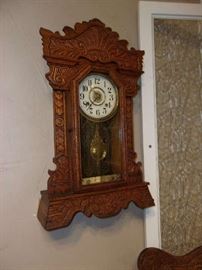 Oak Shelf Clock, Embossed Gingerbread style