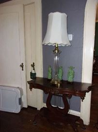 Mahogany Classical style Console Table with Lyre Base, ca 1950