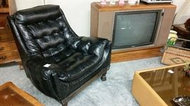 Mid Century MODERN Chair / Couch and Coffee Table with Console Television and a WORKING Beta Video Player / Recorder! Just add "Tie Died Shirt - Bell Bottoms" for a complete 70"s experience!