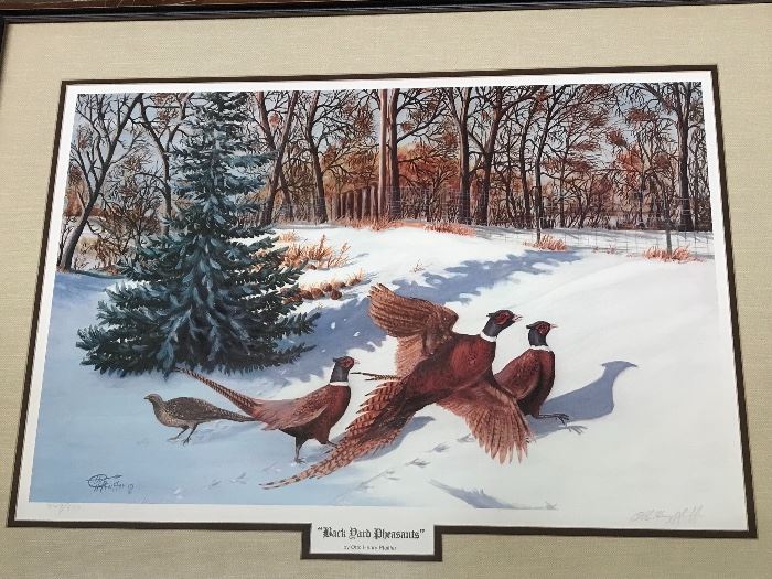 “Back Yard Pheasants” by Otto Henry Pfeiffer. Signed and numbered. (349/500)