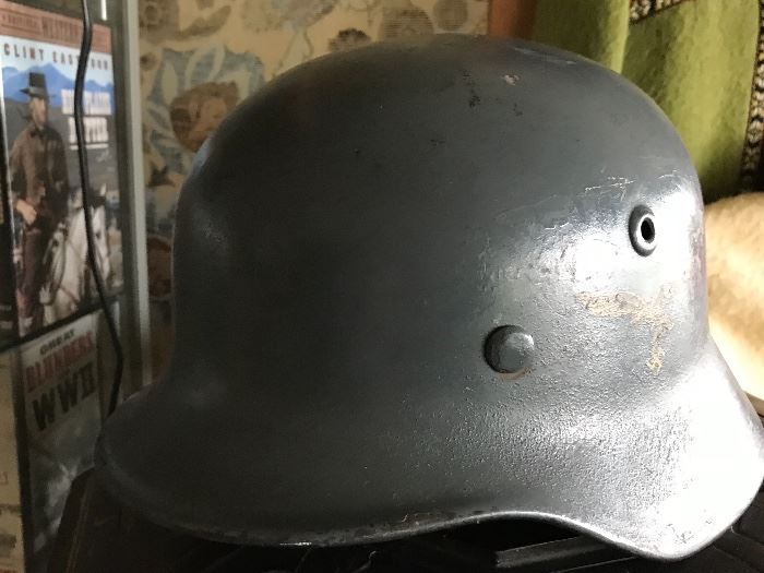 WW2 German Military Helmet. Intact inside liner; no chin strap. 