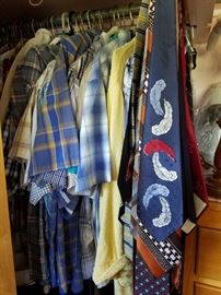 Lots of men's clothes.  Looks like a 1940's tie