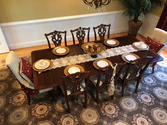 $2,500.  Dining table, 8 chairs, and hutch (not shown).