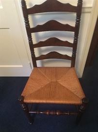 Ladder back dining room chair with rush bottom