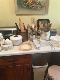 Miscellaneous kitchen items including small appliances, vintage copper, etc