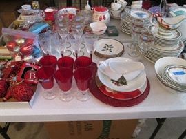 Christmas Dishes, Goblets and Serving Pieces