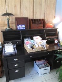 Desk/Hutch, Desk Lamp and Office Supplies