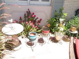Bird Bath, Pots and Plant Stands