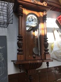 large German regulator clock with key and pendulem