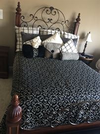 Custom bedding - queen size.  The stunning head and footboard would be a lovely addition to your home.