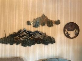 Vintage Midwest Metal Wall Art Mountains and Pines