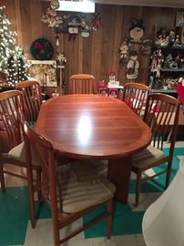 Dining table & Six Chairs - Extendable Teak Danish Modern Mid Century by Denmark
