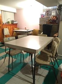 Vintage Enamel Top Kitchen Table in the back