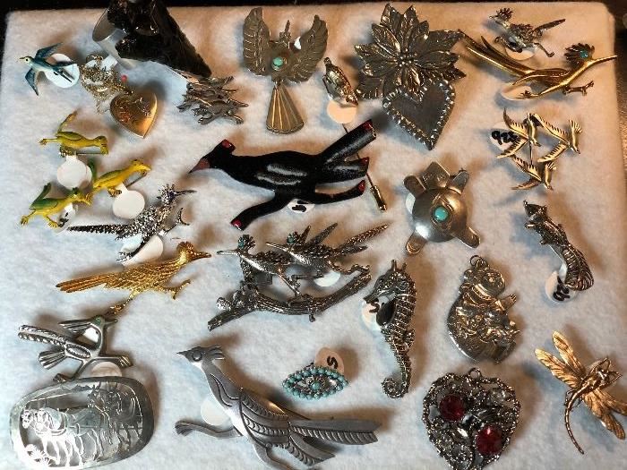 Many vintage brooches and most are sterling silver 