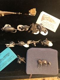 Sid Bell sterling silver pins 